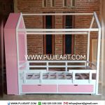 Tempat Tidur Anak Perempuan Murah Bentuk Rumah Multifungsi Rak Buku
