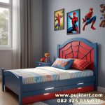 Tempat Tidur Anak Sorong Kayu Solid Karakter Spiderman
