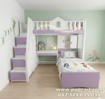 Tempat Tidur Tingkat 2 Multifungsi Bawah Meja Belajar Plus Almari