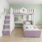 Tempat Tidur Tingkat 2 Multifungsi Bawah Meja Belajar Plus Almari