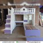 Tempat Tidur Tingkat 2 Multifungsi Bawah Meja Belajar Plus Almari