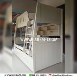 Tempat Tidur Tingkat 3 Minimalis Kayu Solid