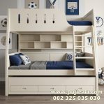 Tempat Tidur Tingkat 3 Minimalis Kayu Solid