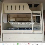 Tempat Tidur Tingkat 3 Minimalis Kayu Solid