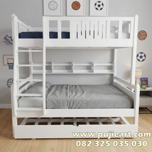 Tempat Tidur Tingkat 3 Murah Warna Putih