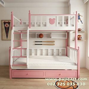 Tempat Tidur Tingkat Kokoh Kayu Solid Anak Perempuan