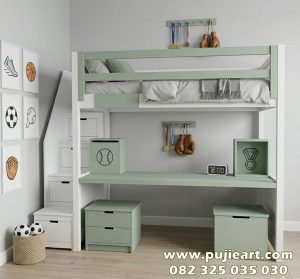 Tempat Tidur Tingkat Multifungsi Bawah Meja Belajar