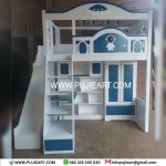 Tempat Tidur Tingkat Perosotan Bawah Meja Belajar + Almari Pakaian