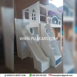 Tempat Tidur Tingkat Perosotan Bawah Meja Belajar + Almari Pakaian