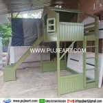 Tempat Tidur Tingkat Perosotan Kayu Solid