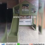 Tempat Tidur Tingkat Perosotan Kayu Solid