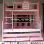 Ranjang Tingkat Kayu Anak Perempuan Hemat Tempat