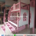 Ranjang Tingkat Kayu Anak Perempuan Hemat Tempat