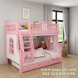 Ranjang Tingkat Kayu Anak Perempuan Hemat Tempat