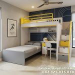 Ranjang Tingkat Multifungsi Bawah Meja Belajar Kayu Kokoh