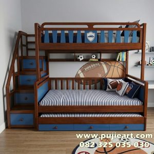 Tempat Tidur Tingkat Dewasa Kayu Solid Model Minimalis