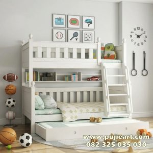 Tempat Tidur Tingkat Minimalis Putih Anak Remaja