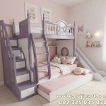 Tempat Tidur Anak Perempuan Ada Perosotan Bentuk Tingkat