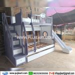 Tempat Tidur Anak Perempuan Ada Perosotan Bentuk Tingkat