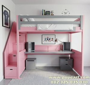 Tempat Tidur Multifungsi Bawah Meja Belajar Bentuk Tingkat