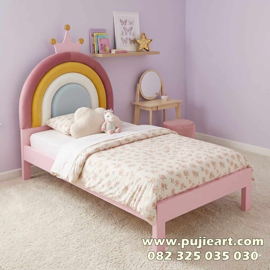 Tempat Tidur Single Anak Perempuan Custom Ukuran 100x200cm