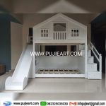Tempat Tidur Tingkat Perosotan Anak Warna Putih