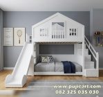 Tempat Tidur Tingkat Perosotan Anak Warna Putih
