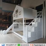 Tempat Tidur Tingkat Perosotan Anak Warna Putih