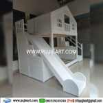 Tempat Tidur Tingkat Perosotan Anak Warna Putih