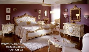 Set Tempat Tidur Mewah Klasik Gold Full Jok